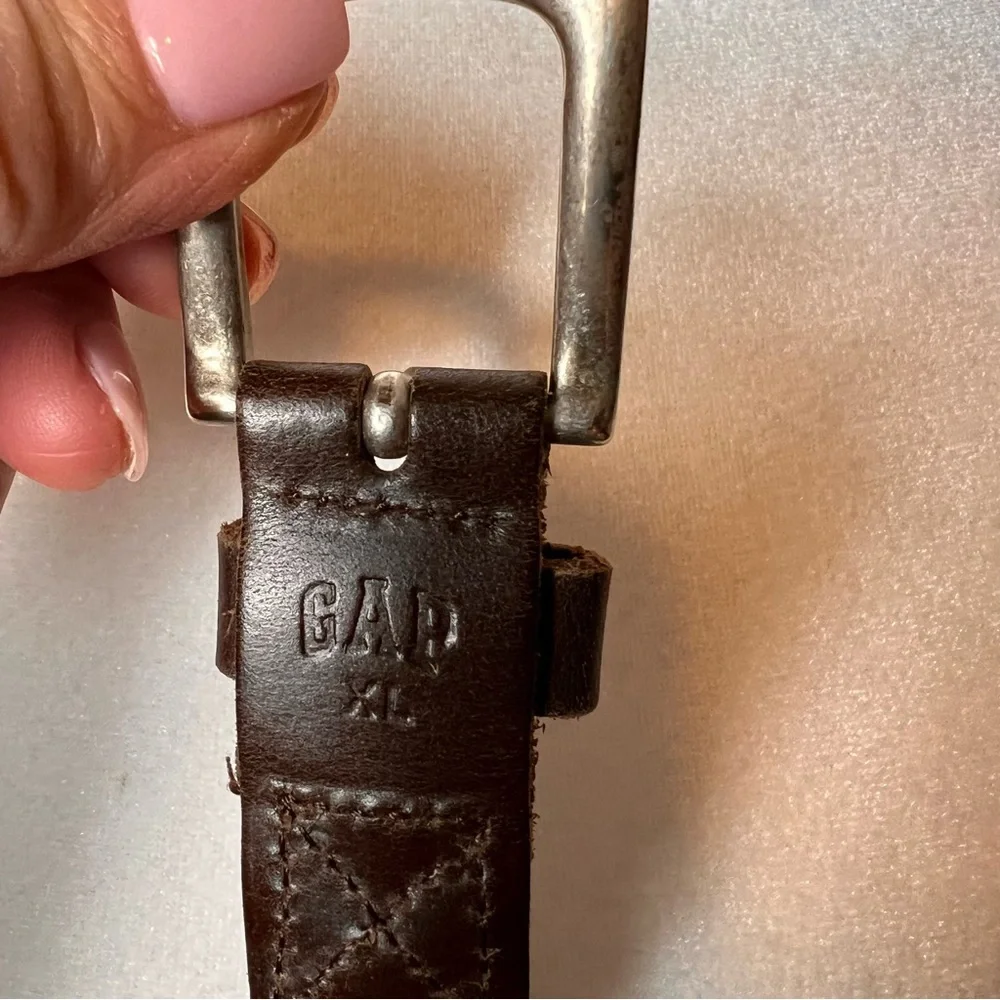Vintage Gap Leather Braided Brown Belt, Silver Buckle, XL